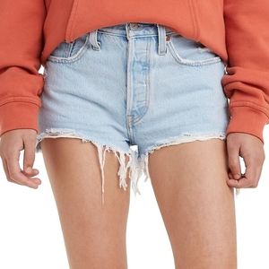 Levi's 502 high rise, button fly denim shorts